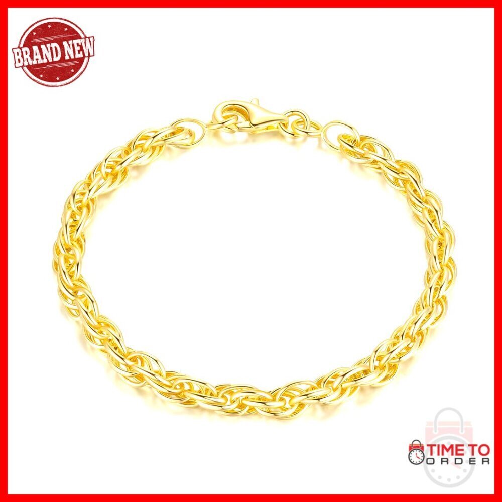 14K Gold Plated Rope Chain Bracelet Dainty Minimal Stackable Unisex